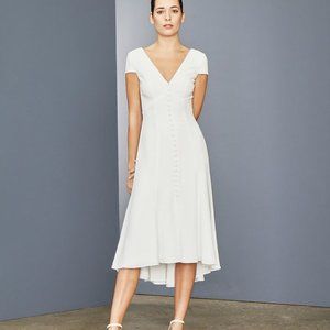Amsale Front Button V-neck Dress